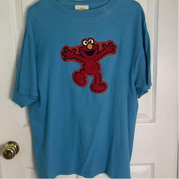 Sesame Street Other - Vintage Light Blue Elmo Sesame Street Embroidered Shirt XL